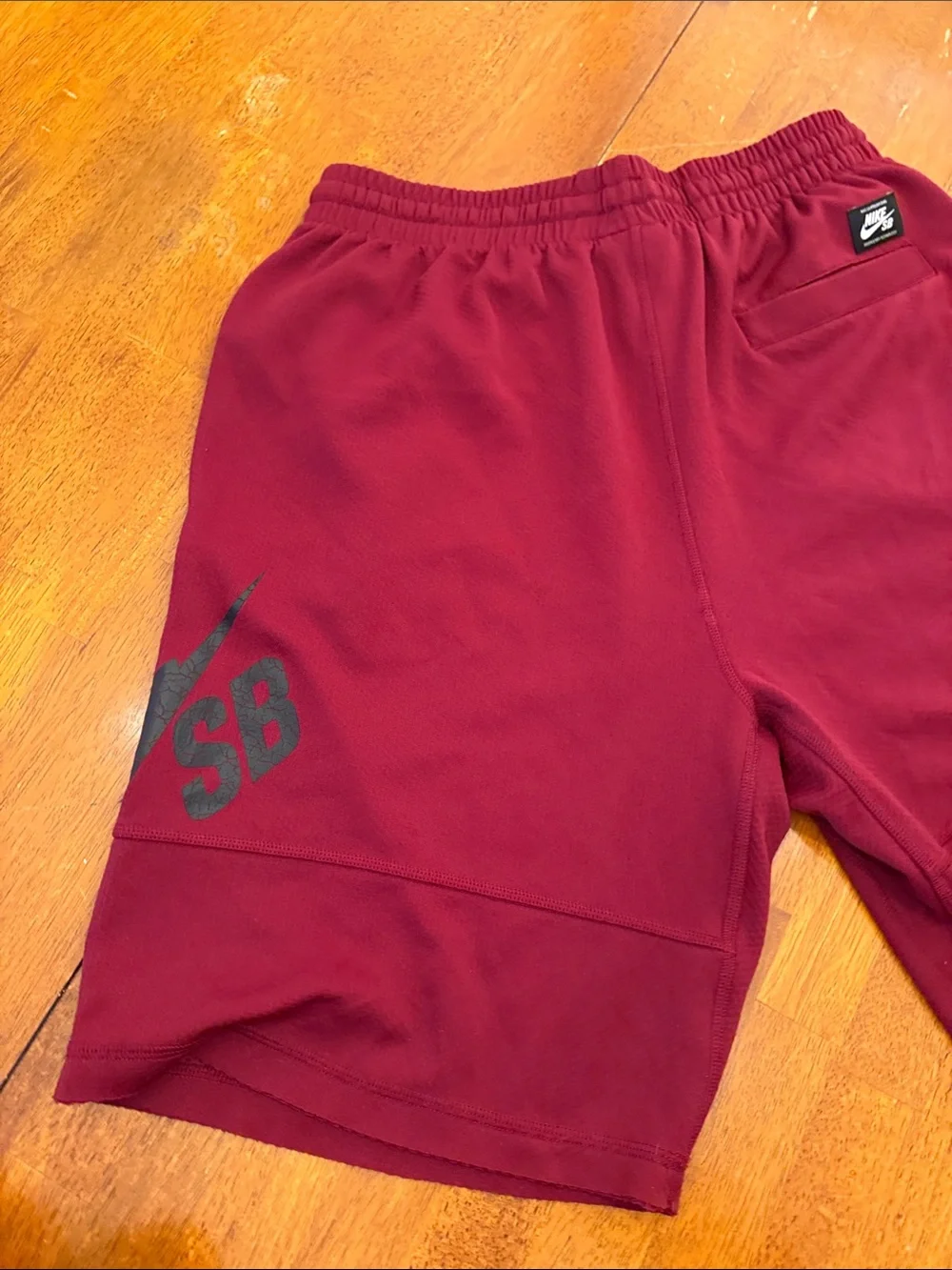 Nike Men's Burgundy Athletic Shorts with Black Swoosh xl